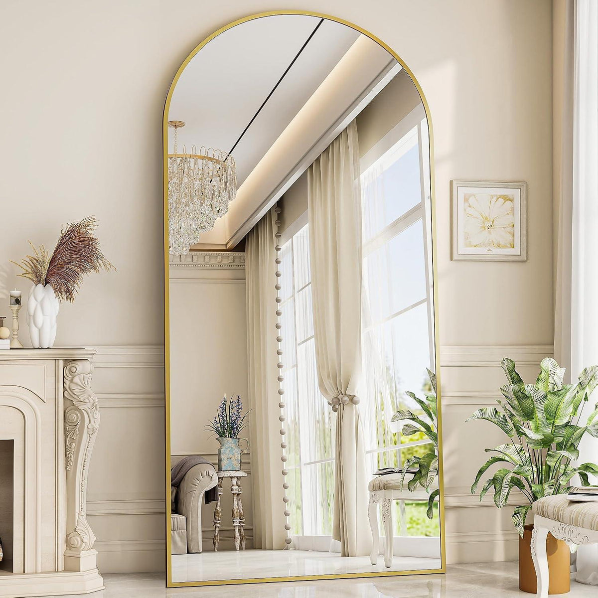 Großer Ganzkörperspiegel 192x85 cm mit Ständer – HD Spiegel Gold