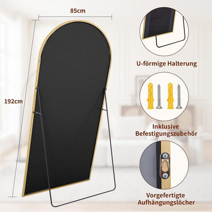 Großer Ganzkörperspiegel 192x85 cm mit Ständer – HD Spiegel Gold