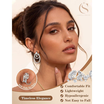 11 Paar Ohrclips Damen Ohne Ohrlöcher – Zirkonia & 14K Gold Optik