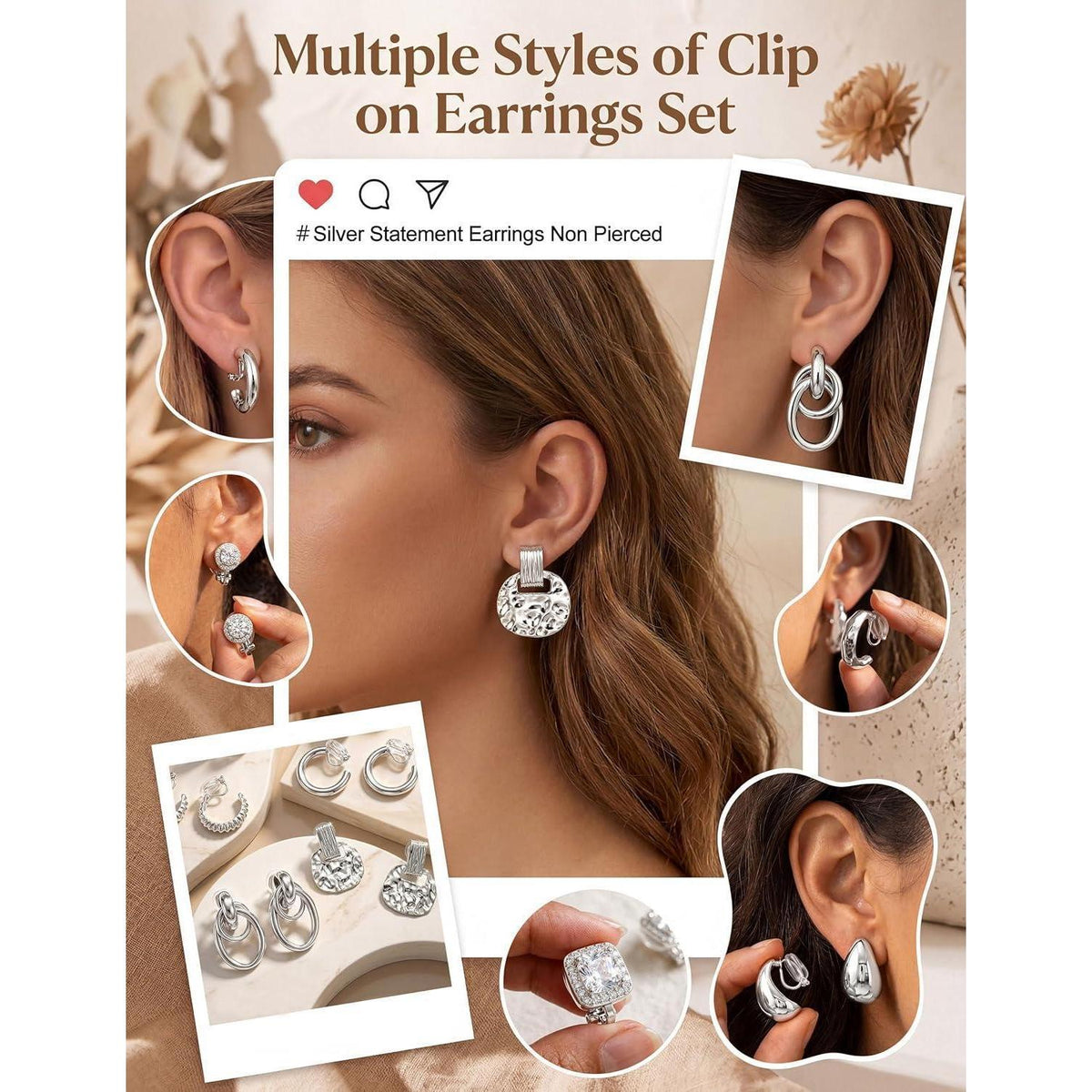 11 Paar Ohrclips Damen Ohne Ohrlöcher – Zirkonia & 14K Gold Optik