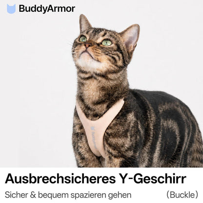 Ausbruchsicheres Katzengeschirr Y-Form Naturfarbe M