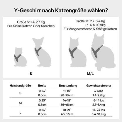 Ausbruchsicheres Katzengeschirr Y-Form Naturfarbe M