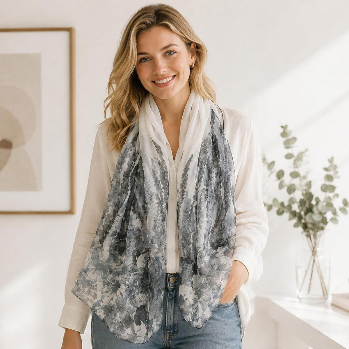Chiffon Schal Damen mit Punkten, leicht und luftig