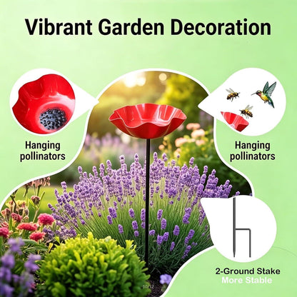 3er-Set Vogeltränke Blume aus Metall – Gartenstecker für Vögel