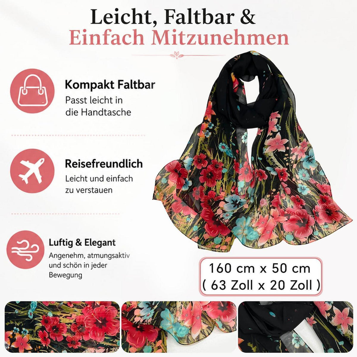 Chiffon Schal Damen Bunt Elegant Leicht für Abendkleid