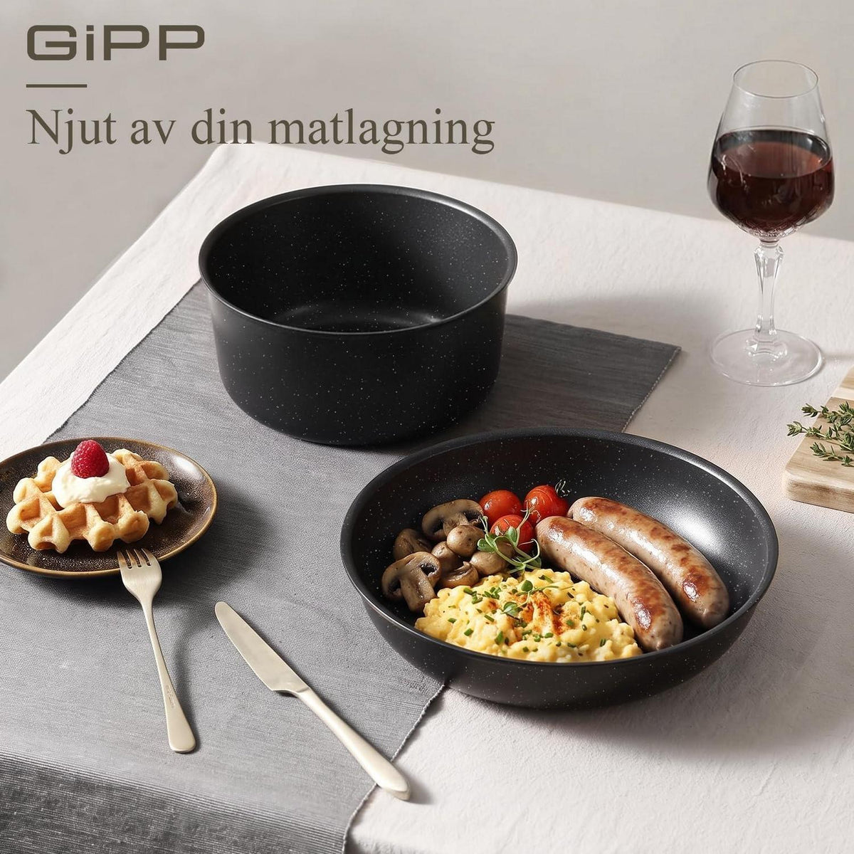 15-teiliges Pfannenset Antihaft, Abnehmbare Griffe & Platzsparend
