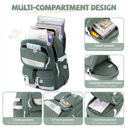 Schulrucksack mit Rollen für Mädchen – Grün, 27L