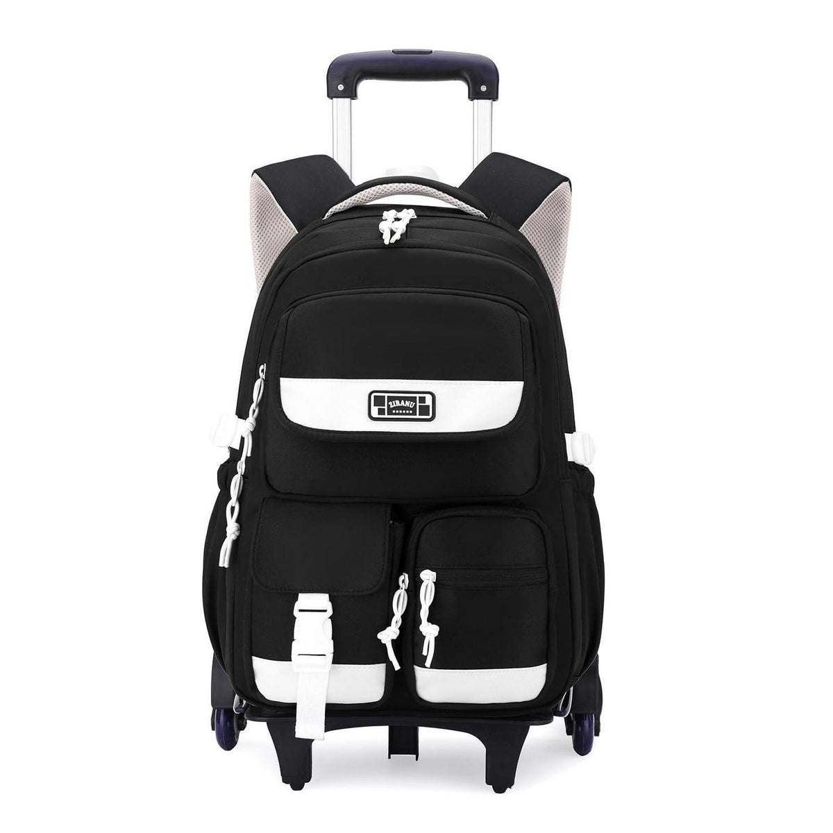 Schulrucksack mit Rollen für Mädchen – 27L, Schwarz
