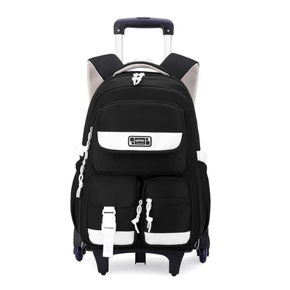 Schulrucksack mit Rollen für Mädchen – 27L, Schwarz