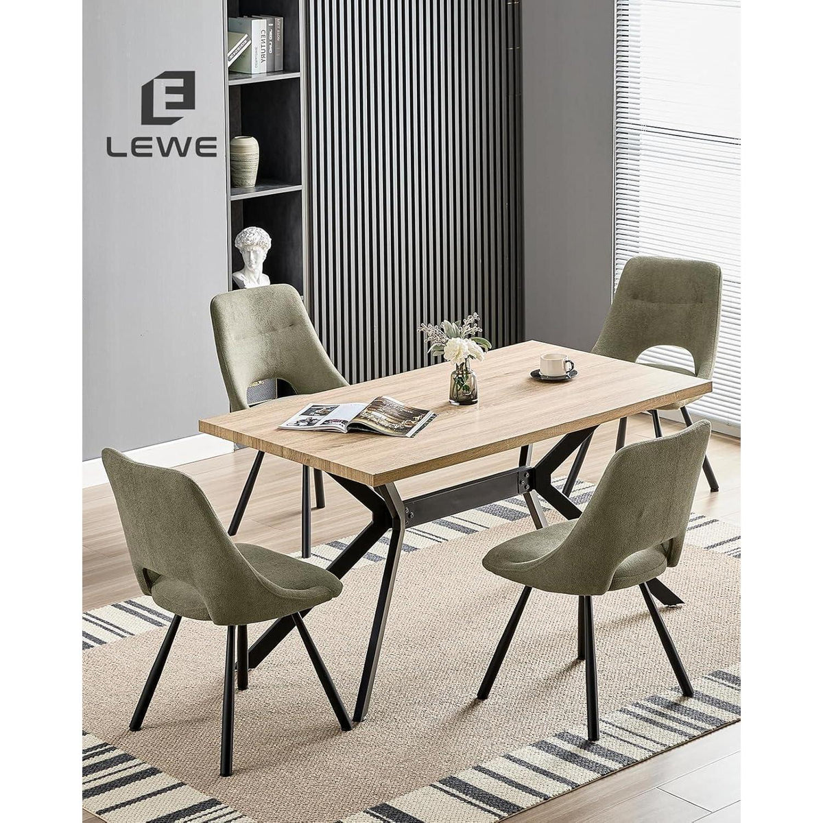 Drehbare Esszimmerstühle Set 4 –, Braun-Grau