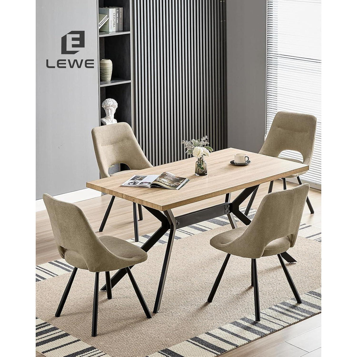 Drehbare Esszimmerstühle 6er Set | Kaschmir-Stoff, Ergonomisch