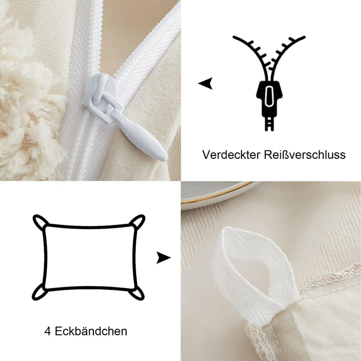 Bettwäsche-Set Boho Beige 220x240cm mit Tufting-Stickerei
