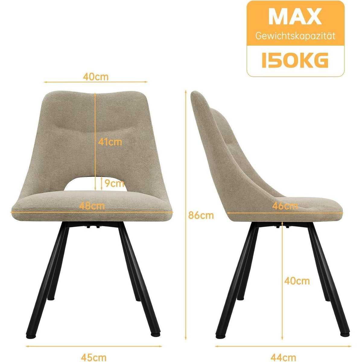 Drehbarer Esszimmerstuhl Set 4er –, Ergonomisch