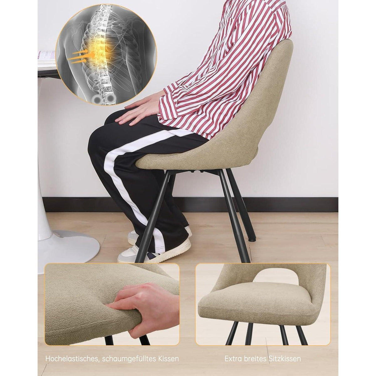 Drehbarer Esszimmerstuhl Set 4er –, Ergonomisch