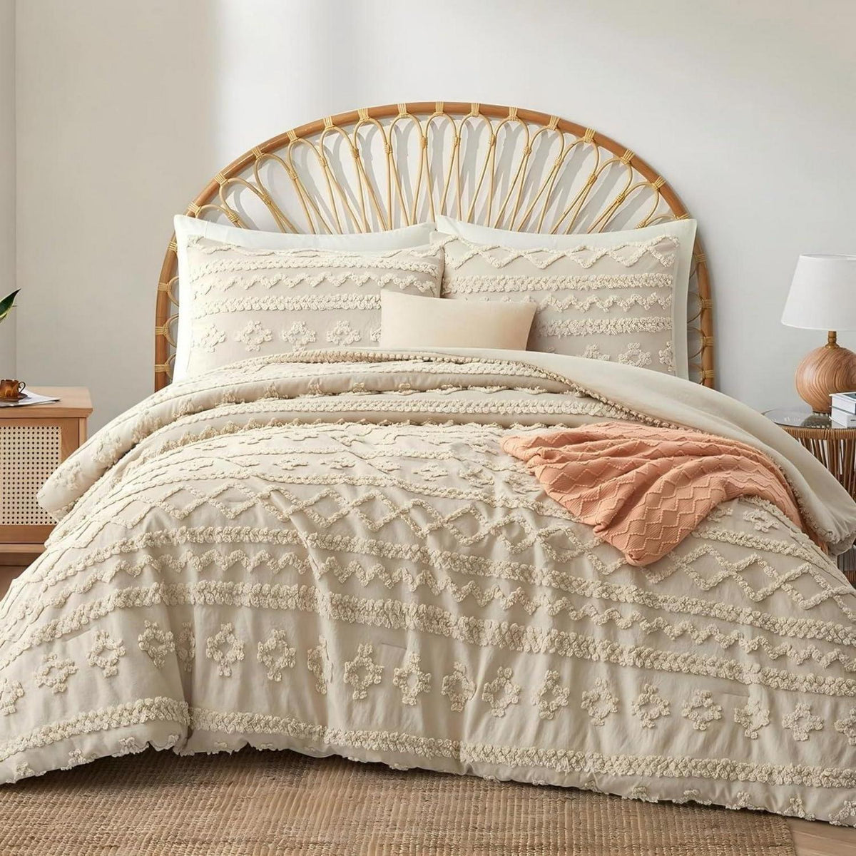 Getuftetes Boho Bettwäsche-Set 135x200 Beige