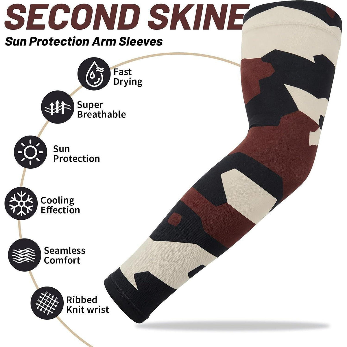 Camouflage Kühlärmlinge Herren | UV-Schutz, Atmungsaktiv, Tattoo-Abdeckung
