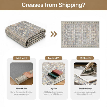 Großer Teppich Wohnzimmer 200x290 cm – Retro Schwarzgrau
