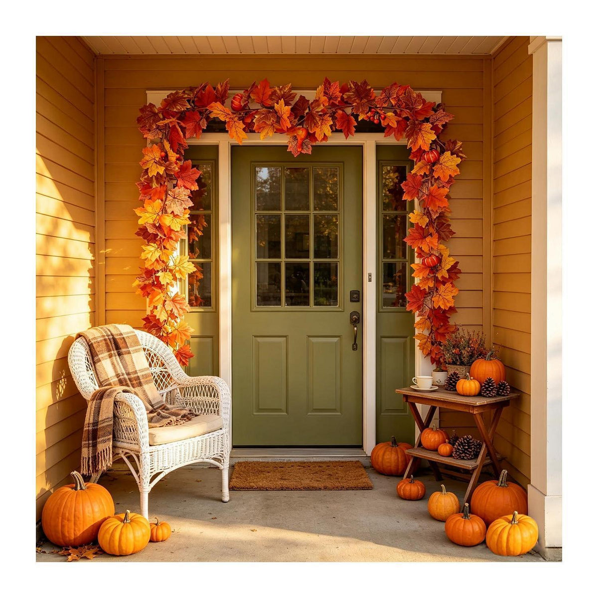 Herbstgirlande 160cm – Ahornblätter, Kürbisse & Beeren Deko
