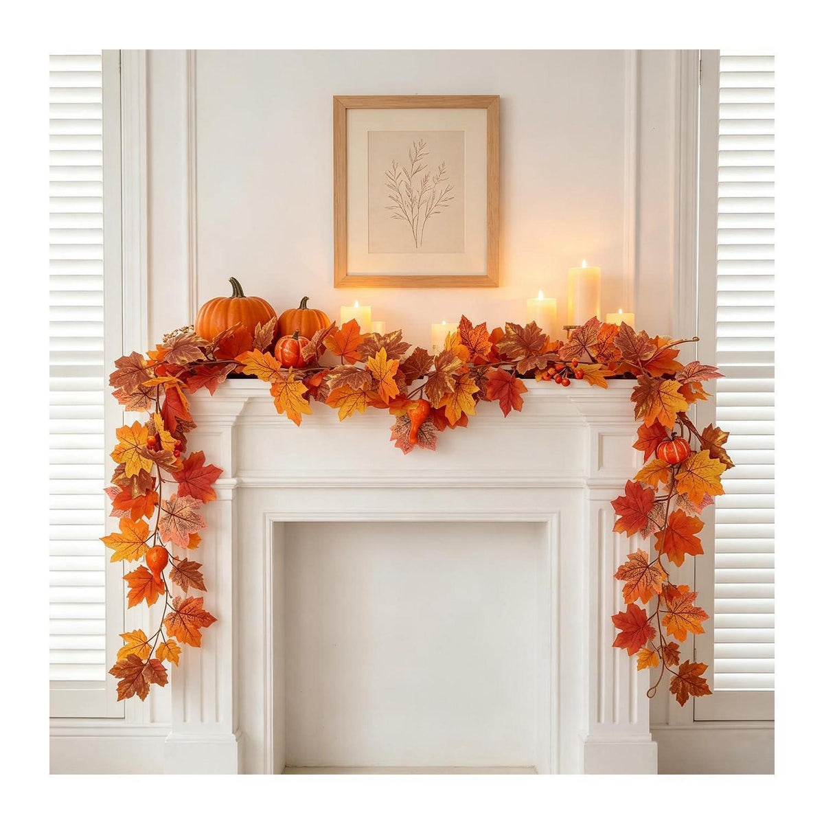 Herbstgirlande 160cm – Ahornblätter, Kürbisse & Beeren Deko