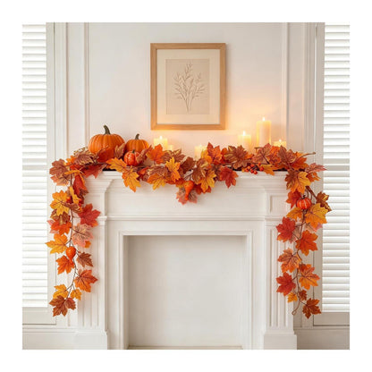 Herbstgirlande 160cm – Ahornblätter, Kürbisse & Beeren Deko