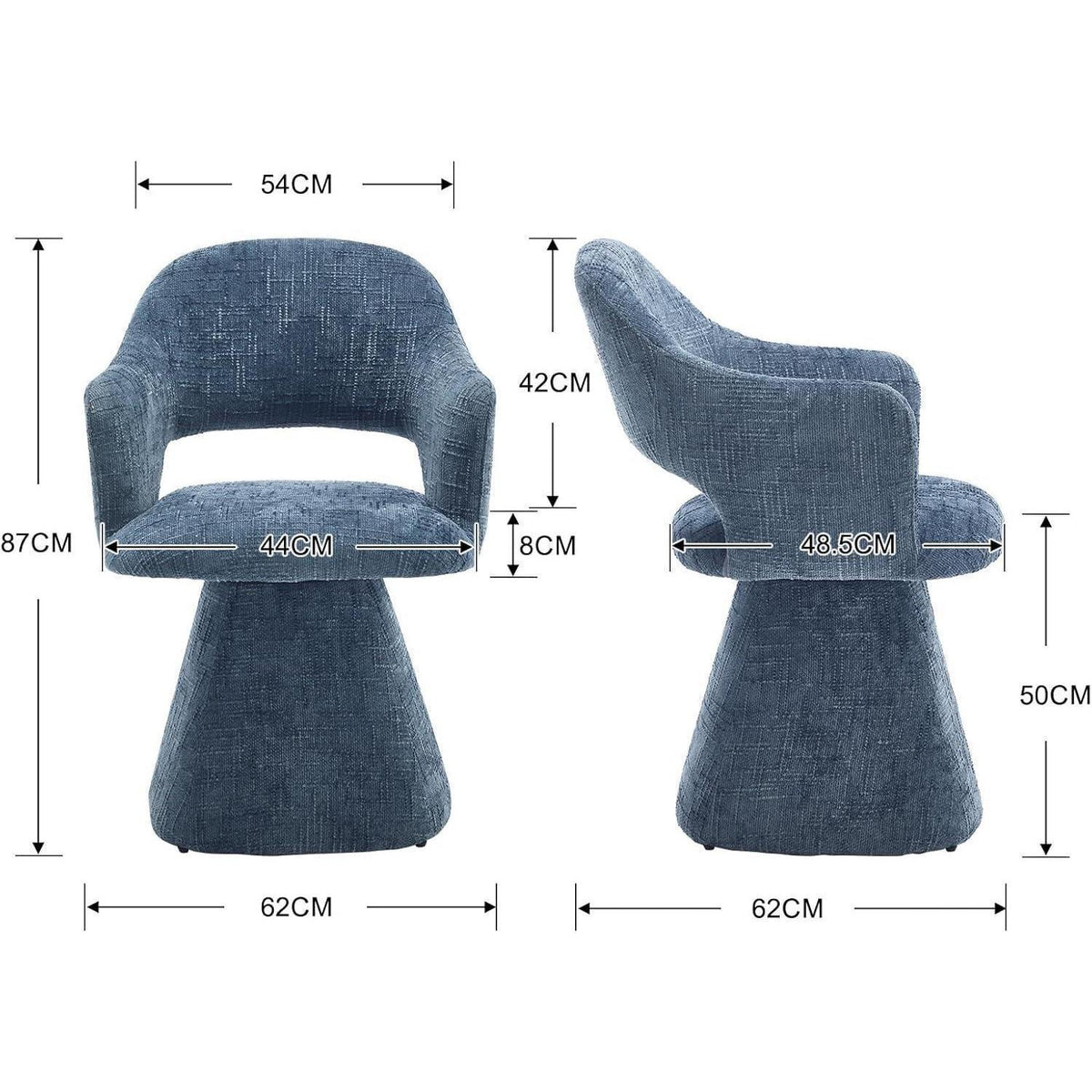 Drehbarer Esszimmerstuhl Blau, Polsterstuhl mit Armlehnen