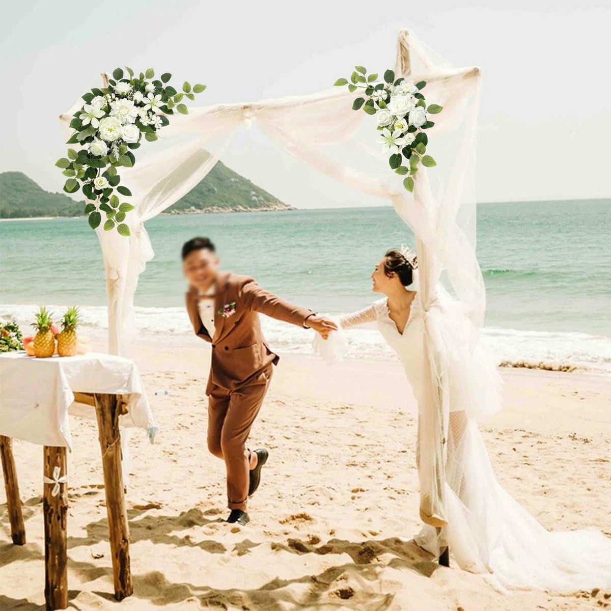 Künstliche Rosen Blumenbogen Deko – Hochzeit, Zeremonie, Weiß