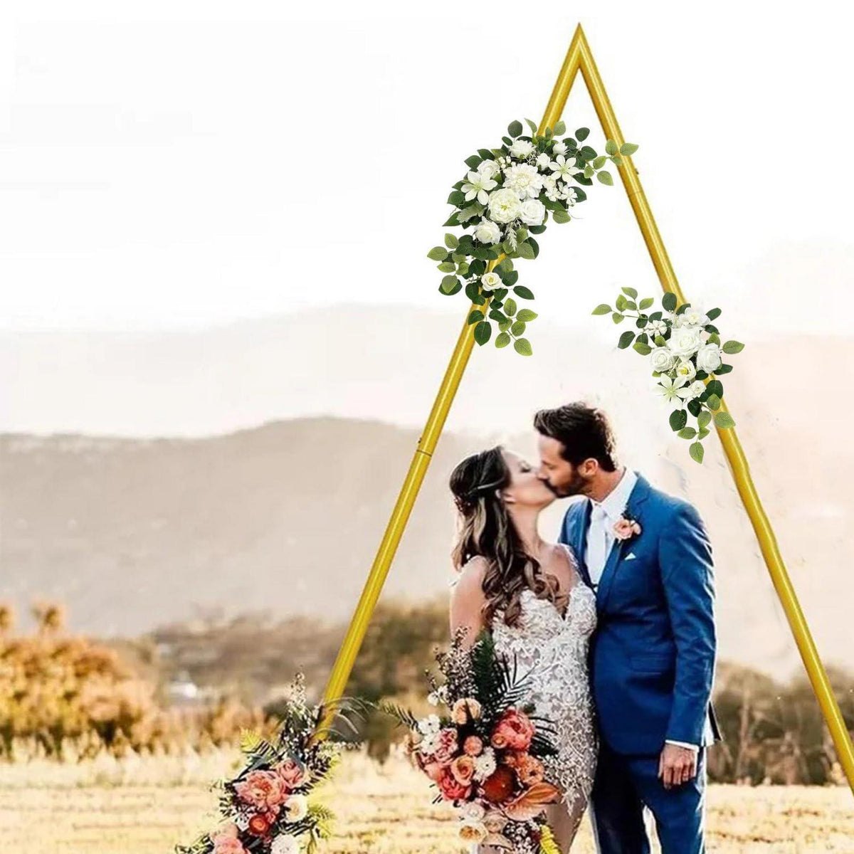 Künstliche Rosen Blumenbogen Deko – Hochzeit, Zeremonie, Weiß