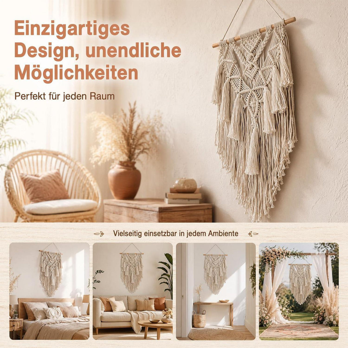 Handgeknüpfter Makramee Wandbehang Boho Deko