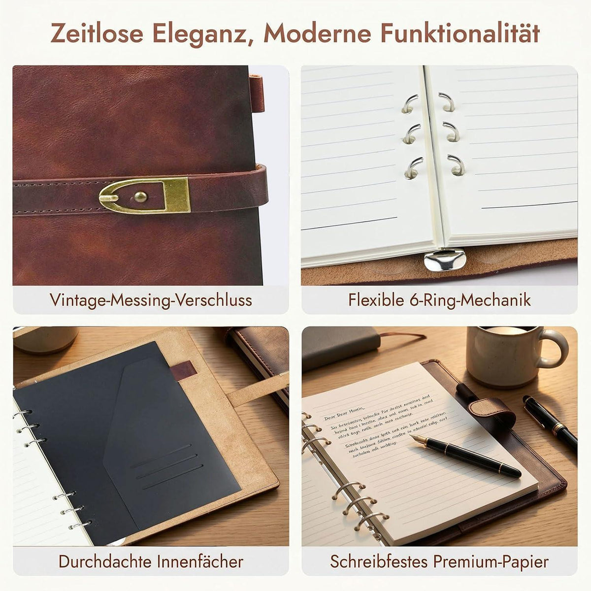 A5 Leder Notizbuch mit Stift – Nachfüllbar & Vintage