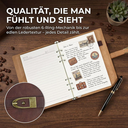 A5 Leder Notizbuch mit Stift – Nachfüllbar & Vintage