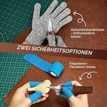 Holzschnitzset Deluxe 40-teilig mit Ledertasche für Anfänger