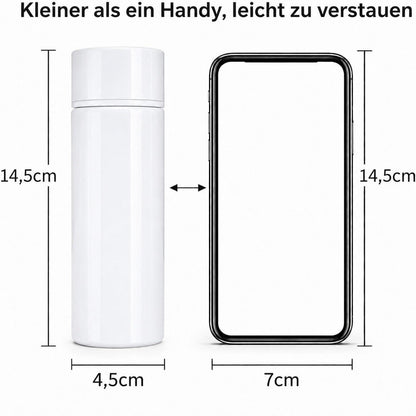 Mini Thermosflasche 150ml für unterwegs, isoliert, weiß