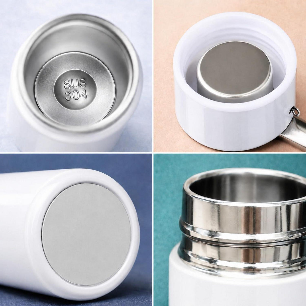 Mini Thermosflasche 150ml für unterwegs, isoliert, weiß