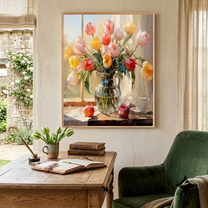 Malen nach Zahlen Tulpen 40x50cm – DIY Bastelset für Erwachsene