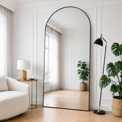 Ganzkörperspiegel 180x75cm Standspiegel Schwarz mit Aluminiumrahmen