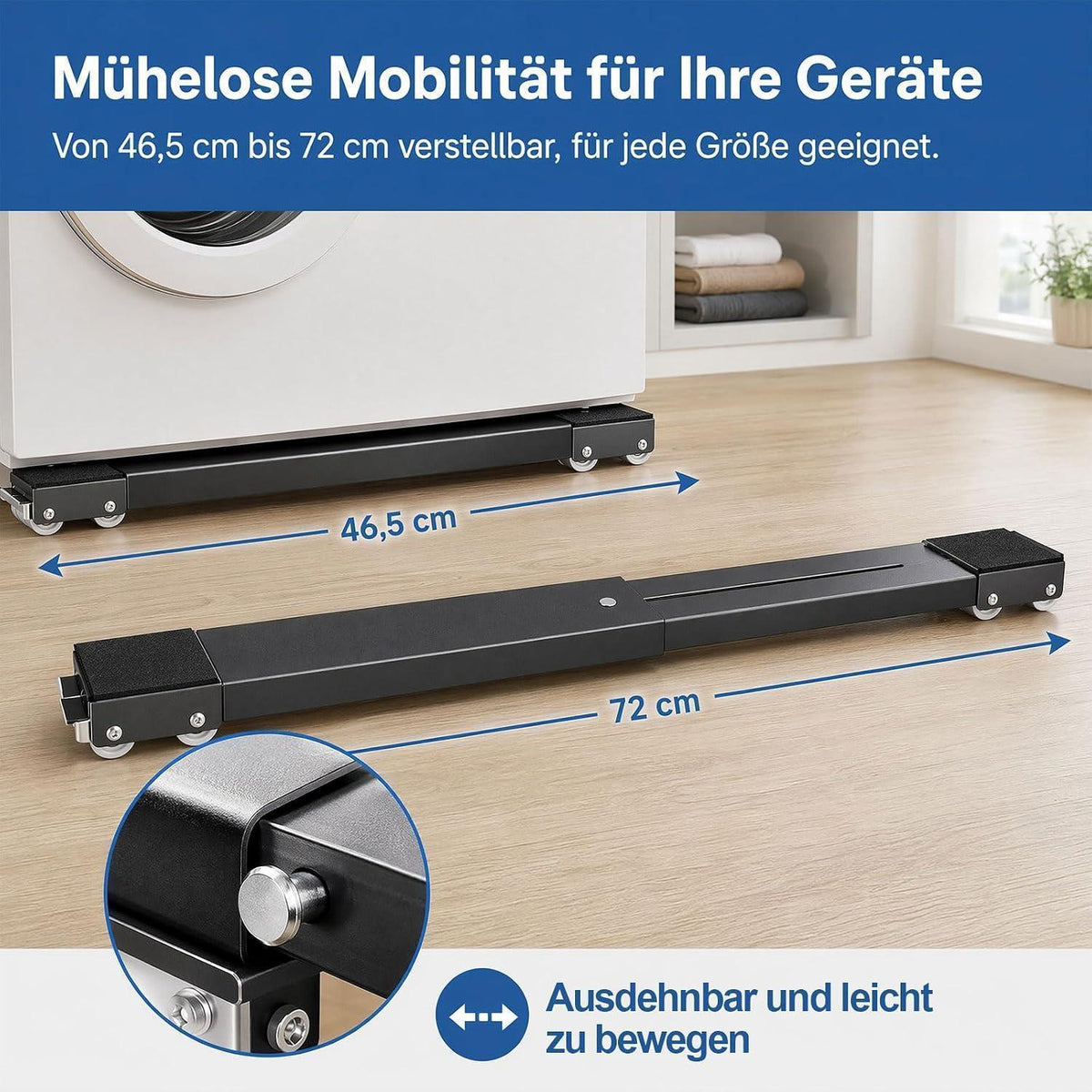 Waschmaschinen Untergestell mit Bremsen – Universal & Verstellbar