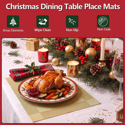 Platzsets Weihnachten Gold 6er Set abwaschbar hitzebeständig