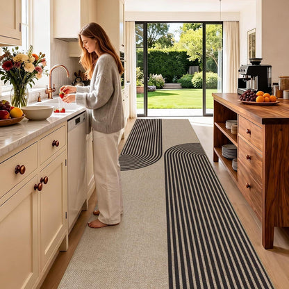 Webteppich Läufer 80x300cm – Rutschfest & Waschbar für Flur/Küche
