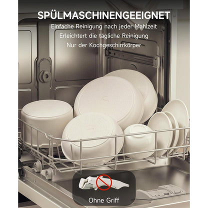 JEETEE Pfannenset Induktion 8-tlg. mit abnehmbarem Griff