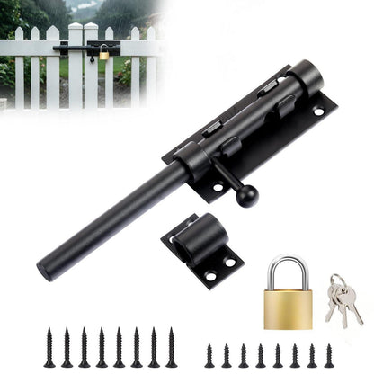 Edelstahl Türriegel 195mm mit Vorhängeschloss & Schrauben