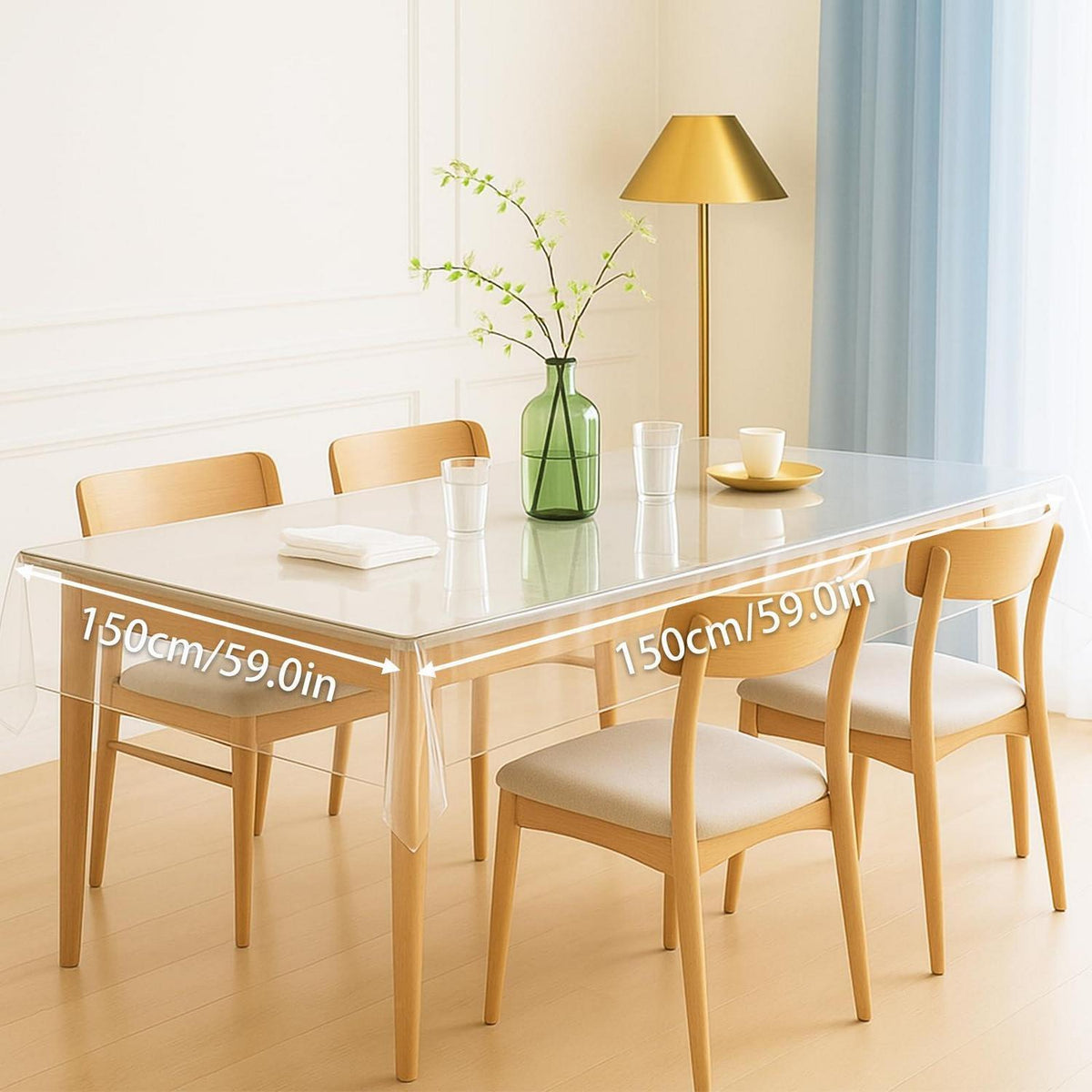 Durchsichtige Tischdecke 150x150 cm | Abwaschbar & Schutzfolie