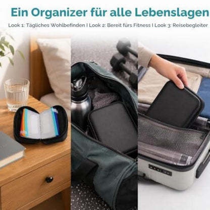 Tabletten Organizer A8 Wasserdicht für 7-14 Tage (Schwarz)
