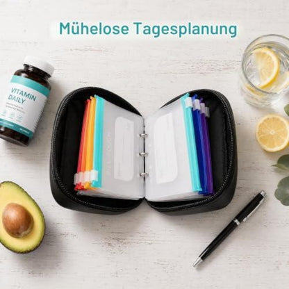 Tabletten Organizer A8 Wasserdicht für 7-14 Tage (Schwarz)