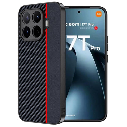 Xiaomi 17T Pro Hülle: Wasserdicht, Stoßfest & Kohlefaser Rot/Schwarz