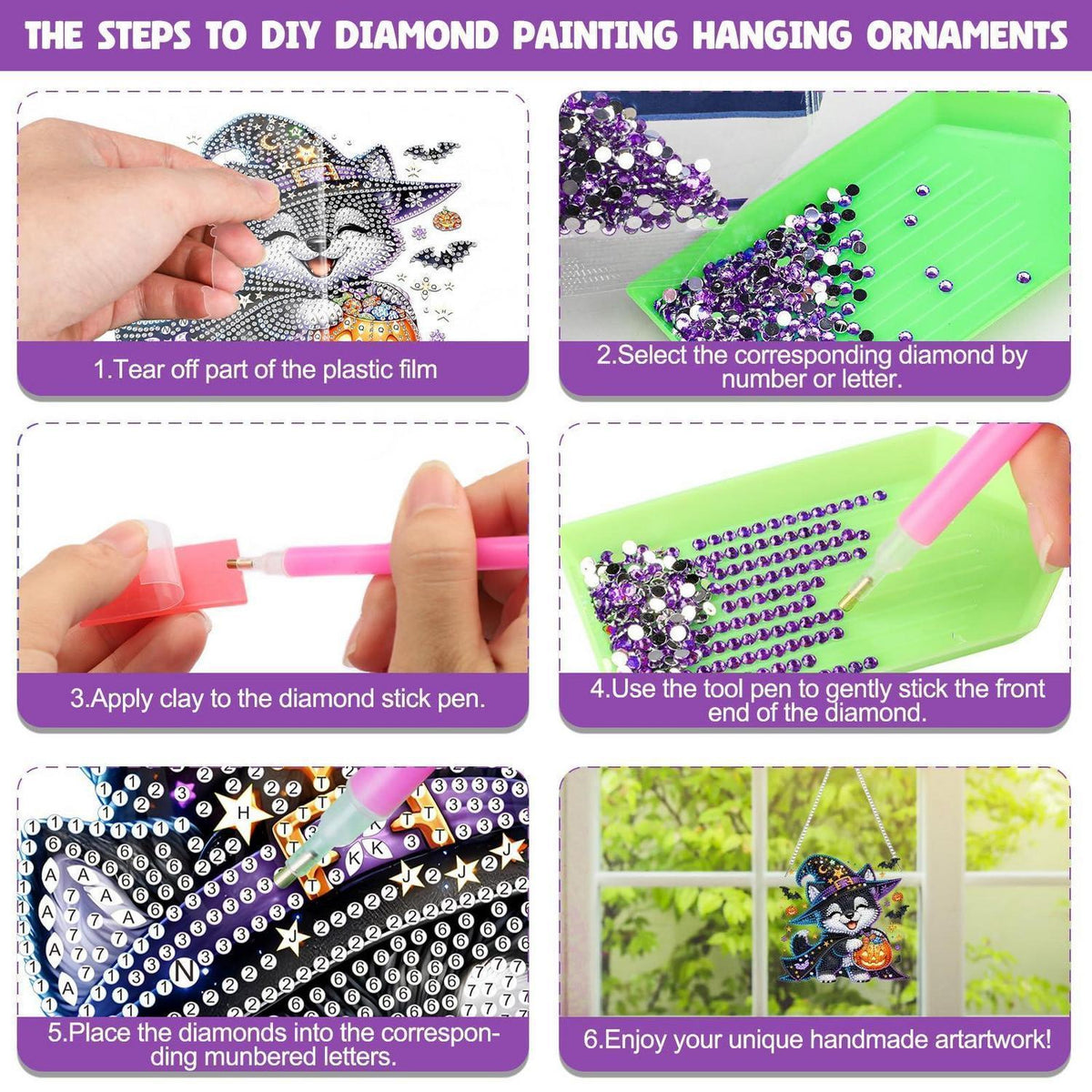5D Husky Welpe Diamond Painting Anhänger – DIY Fensterbild & Geschenk