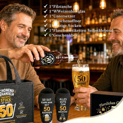 50. Geburtstag Geschenk für Männer – Bier Geschenkset mit Tasche