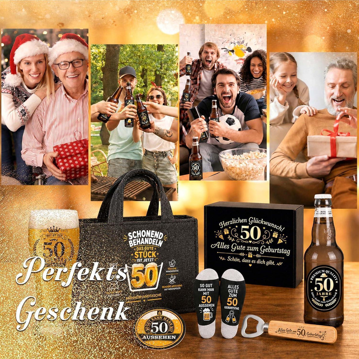 50. Geburtstag Geschenk für Männer – Bier Geschenkset mit Tasche