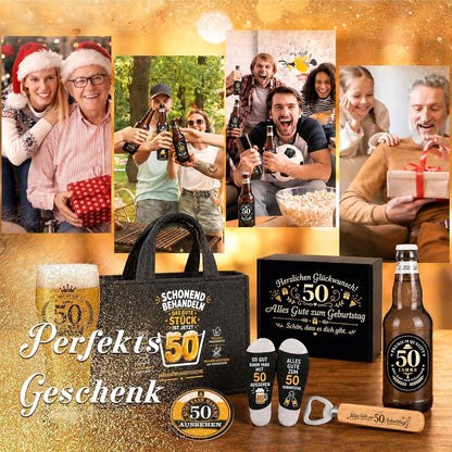 50. Geburtstag Geschenk für Männer – Bier Geschenkset mit Tasche
