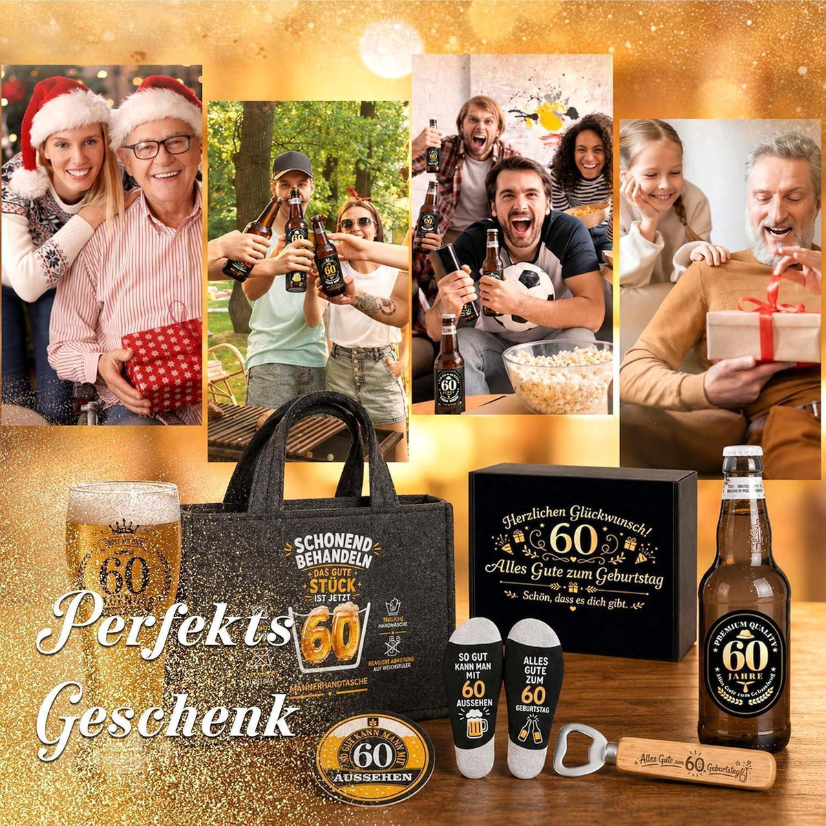 60. Geburtstag Geschenk für Männer – Bier Geschenkset mit Tasche