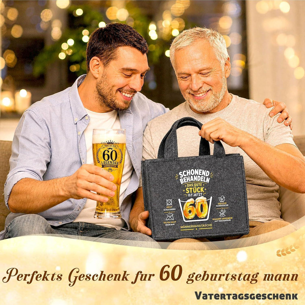 60. Geburtstag Geschenk für Männer – Bier Geschenkset mit Tasche